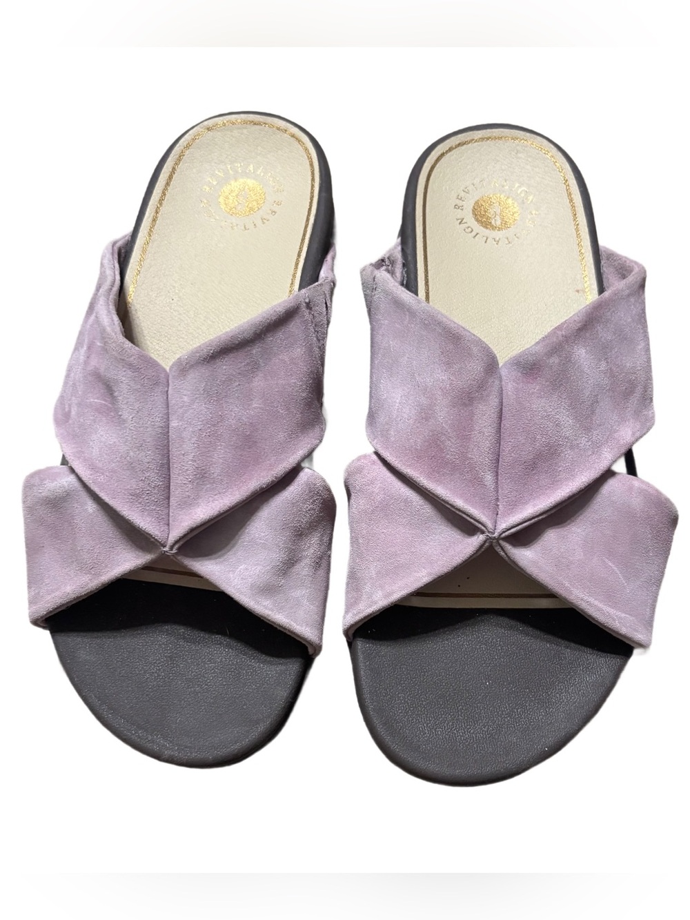 Revitalign Orthotic Comfort Slides Lavender Suede Platform Sandals 7.5